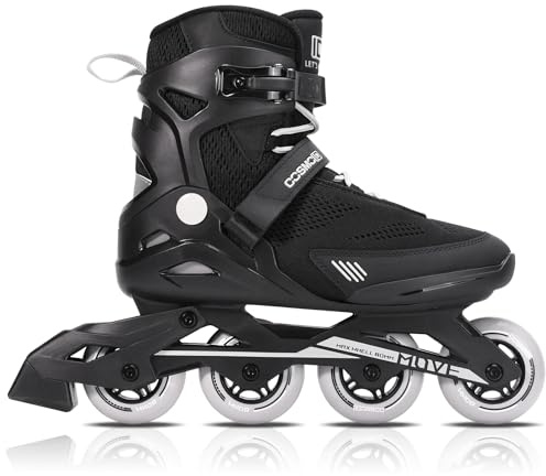 COSMOID Men's Adult Fitness Inline Skate, Outdoor Street Blades Roller Adult Male, Professional Fitness Roller Skates Blades,Black,Size 5-12,Move