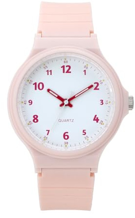 NUOVO Montre pour femme, montre analogique à quartz avec bracelet en silicone rose, étanche à 3 bars, montre sportive élégante pour femmes, jeunes femmes et étudiants