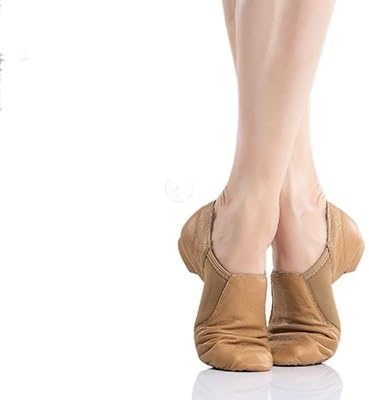 scarpette da ballo Scarpe da ballo jazz in vera pelle nere marrone chiaro ginnastica for adulti for ragazze Donne(Tan,39)