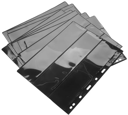 BESPORTBLE 10 Pièces Pages D'Album Pour Timbres Avec Fond Noir Double Face 3 Emplacements Protection Et Organisation Pour Collection De Timbres