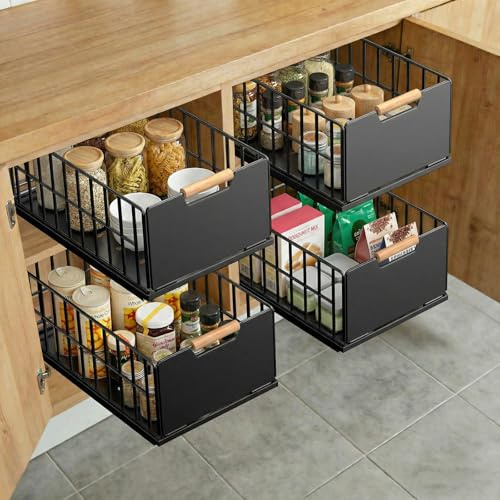 Bonhoom 4 x telescopic drawers, pull-out drawers, kitchen