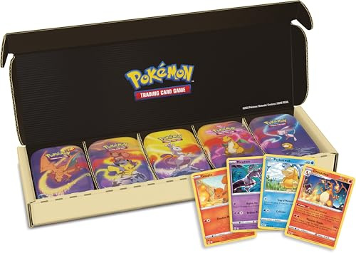 Pokémon : Lot de 5 Mini-boîtes Puissance de Kanto (10 boosters, 5 pièces et 5 Cartes artistiques)