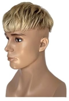 Uso Masculino Touppe Corto for Hombres, Cabello Humano, Peluca de for , tupé Encaje Suizo con postizos PU, Color Omber 60# Cabeza de Peluca