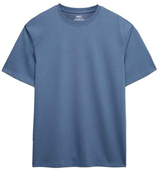 Marks & Spencer Camiseta de Rayas Ultimate Performance Rica en Algodón para Hombre, Ajuste Relajado, Transpirable