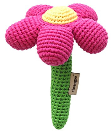 Cheengoo Baby Rattle Magenta Flower