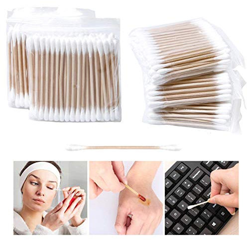 Bastoncillos de algodón con mangos de madera para maquillaje, 500 por paquete
