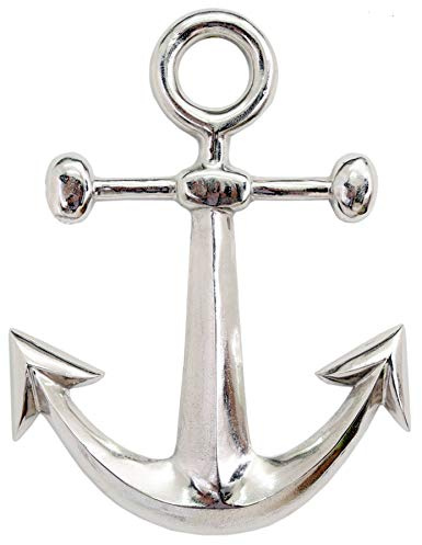 Nautical Seaside Silver Metal Ships Anchor Hanging Ornament Decoration