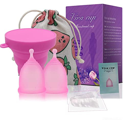 Menstruationstasse Aomiduo Menstrual cup mehrwegbecher menstruationstasse aus medizinischem Silikon-Größe S (Mittel) und S (Mittel) enthalten(Presented Travel Storage Cup) geeignet für anfänger