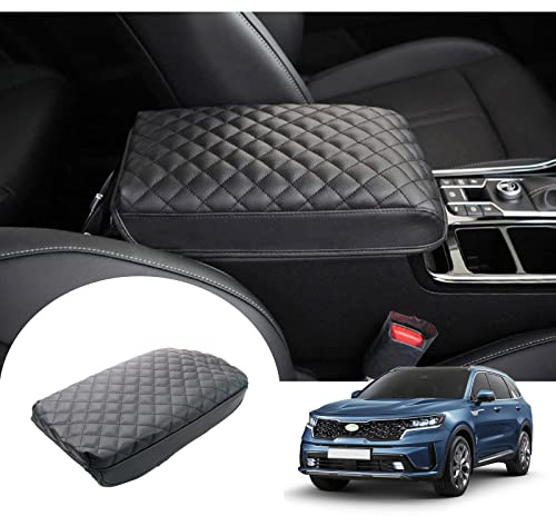 GAFAT Compatible avec Kia Sorento MQ4 2021-2024 2025 - Housse d'accoudoir central - Protection de l'accoudoir central - Rembourrage en cuir microfibre PU - 4 cm - Augmente la fatigue