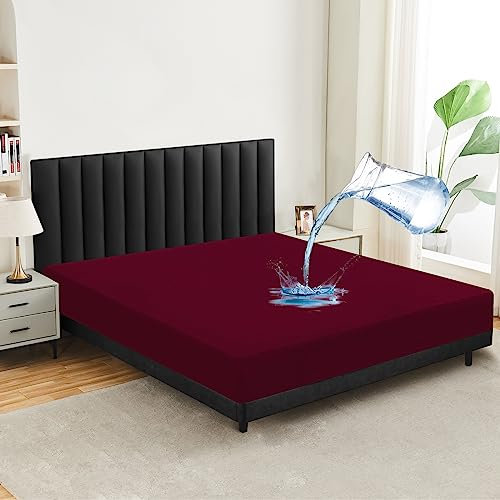 mafudoxi Matratzenschoner Wasserdicht 120x200 cm, Inkontinenz Spannbettlaken, Atmungsaktiv Matratzenschutz Bettlaken, Nässeschutz Spannbetttücher, Inkontinenzunterlage Waschbar bei 60° - Rot