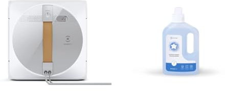 ECOVACS Winbot W1 PRO Robot Lavavetri Per Finestre e Vetrate, Pulizia Intelligente Win Slam 3.0, Potenza 2800 Pa, Rilevamento Automatico Bordi, Antiscivolo, ‎Bianco, 1L detergente originale incluso