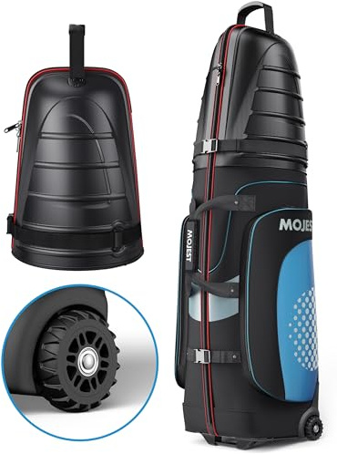 Golf Travel Bags for Airlines with Wheels, Hard Case Top and 1680D Heavy Duty Oxford Protect Golf Clubs, Lightweight and Easy to Maneuver, Black, Red and Blue