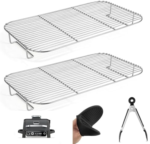Rejilla de parrilla antiadherente para Ninja Woodfire Barbacoa eléctrica y ahumadero, accesorios de parrilla compatibles con Ninja Woodfire OG701 OG751 Parrilla al aire libre (2PCS)