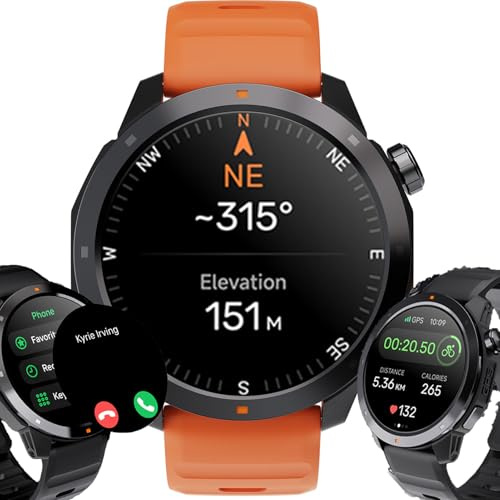 Orologio GPS impermeabile Orologio da uomo donna sportivo multi attività pedometro chiamate Bluetooth lunga durata monitoraggio frequenza bussola monitoraggio pressione atmosferica, Altimetro 1ATM