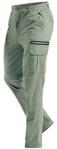 MOURCE Pantalones de senderismo ligeros para hombre, de secado rápido, resistentes al agua, con 7 bolsillos, para camping, pesca al aire libre, turquesa, 32W / 30L