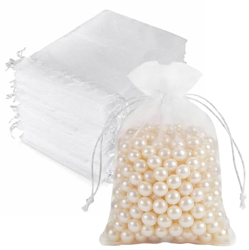 120 Pezzi Sacchetti in Organza Sacchetti Confetti in Organza 7x9 per Bomboniere Comunione Matrimonio Compleanno Gioielli Bustina Natale Regalo