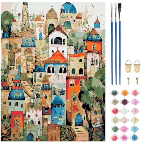 TLIOBLO Maison Peinture par Numéros pour Adulte, DIY Paysage Peinture pour Adultes Enfants Débutants Facile sur Toile avec Peintures et Pinceaux, Décor Maison Cadeaux 30x40cm