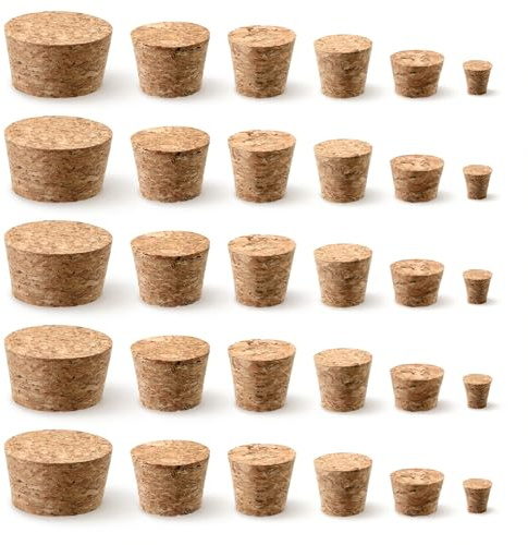 30 PCS Cork Stoppers Assorted Sizes Corks for Wine Bottles for Crafts Natural Corks Wooden Cork Plugs Tapered for Wine Beer Bottles DIY Crafts