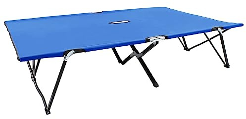 Zeiquah Double Folding Lounger Blue Steel with 240 kg Load Capacity, 193 x 125 x 40 cm, Camping Sun Lounger for Garden, Patio, Balcony, Pool, Holiday and Wellness Relaxation