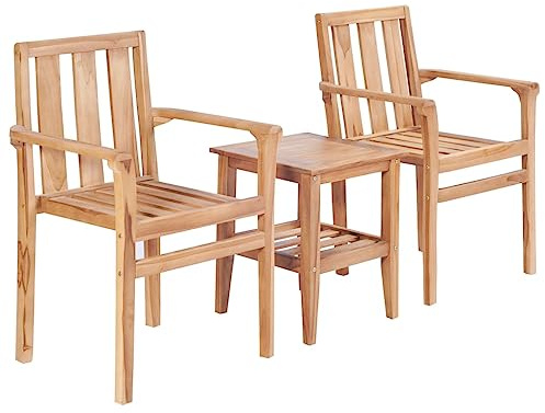 vidaXL Ensemble de Bistro de Jardin 3 pcs Teck Solide