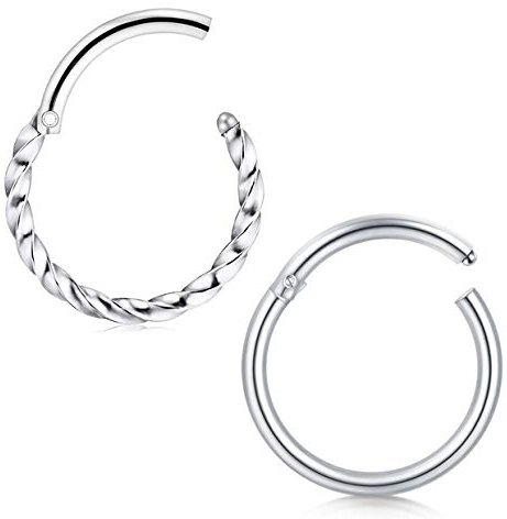 Briana Williams 2stk Septum Piercing Clicker Nasenring Nasenpiercing Edelstahl Segment Nase Lippe Ohr Piercing Ring