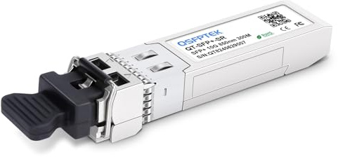 QSFPTEK 10G-SR SFP+ 850nm 300m Module, 10GBASE-SR LC Multimode Transceiver for HPE J9150A, Netgear, D-Link, TP-LINK, Zyxel, Qnap Nas (850nm, 300m, with DDM)