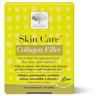 New Nordic Skin Care Collagen Filler - 60 Tablets - Reduce Wrinkles with Marine Collagen Supplement - Dairy Free - Contains Pomegranate