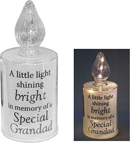 Thoughts of you Memorial Candle Light with Wording - Grandad, Yellow,Silver