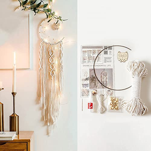 Set di acchiappasogni, filato macramè, filo di cotone macramè, filo macramè, filo per fai da te, accessori macramè, decorazione da parete, arazzo da parete, acchiappasogni, gufo luna, acchiappasogni