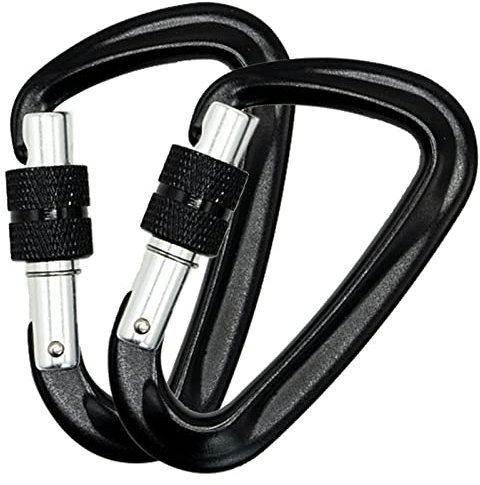 Karabiner Karabinerhaken mit Schraubverschluss, 1200kg/12KN Schwerlast Schlüsselanhänger Schraubkarabiner Schwarz, für Camping, Angeln, Wandern, Hängematte oder Reisen