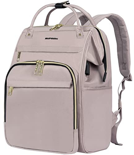 EMPSIGN Sac à Dos Ordinateur Portable Femme 15.6 Pouces, Imperméable Sac a Dos Scolaire Elegant avec Port de Chargement USB Sac a Dos PC Portable pour College Loisir Voyage Affaires, Rose