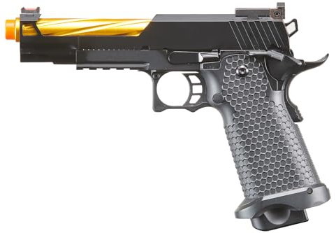 Golden Ball x Eagle OTS .45 Hi-Capa Gas Blowback Airsoft Pistol (Color: Black/Gold Barrel)