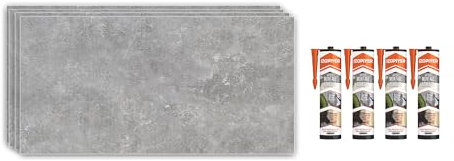 IZODEKOR Marble Look Wall Cladding -4 Pcs 120x60cm- Wall Panel for Bathroom, Kitchen & Bedroom, Alternative to Bathroom Tile, Shower Wall Panels, with 4X Adhesives Sealant | Moon Walk