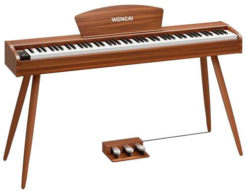 WENCAI Digital Piano 88-Key Fully Weighted Keyboard - Hammer Action Electric Piano, Full-Size Wooden Pianos for Beginner Professional Adults with Sheet Music Stand Triple Pedal