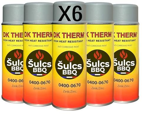 Sous Couche Anti-Corrosion Professionnelle Haute Température au Zinc - Aérosol 400ml - Gris Ref. 0670 - Haut Pouvoir Couvrant - Protection Métal Peinture Mécanique Auto Moto Radiateurs ŠULCS BBQ® (6)