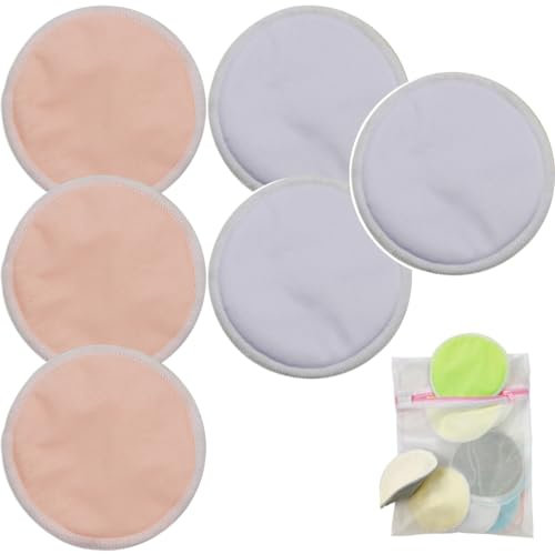 AEIOPRS 6 pcs Wiederverwendbar Stilleinlagen Waschbare Hautfreundlich Pads Natürliche Bambusbaumwolle Auslaufsicher Saugfähig & Ultraweich für Stillen mit Wäschenetz