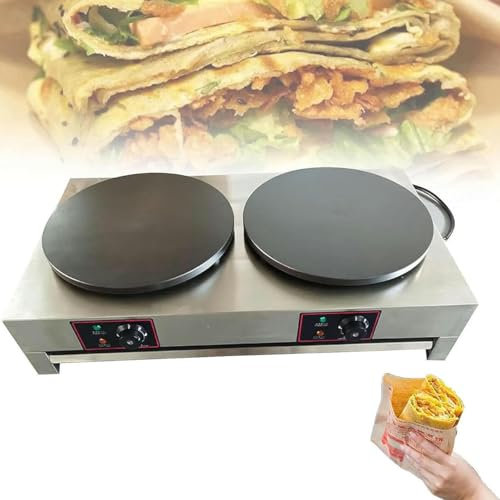GYQSSD Macchina Elettrica per Crepe E Pancake, Piastra Commerciale Antiaderente per Pancake da 40 Cm, Macchina per Crepe per Omelette, Pizze, Tortillas, Bistecche, Hamburger,Doublehead