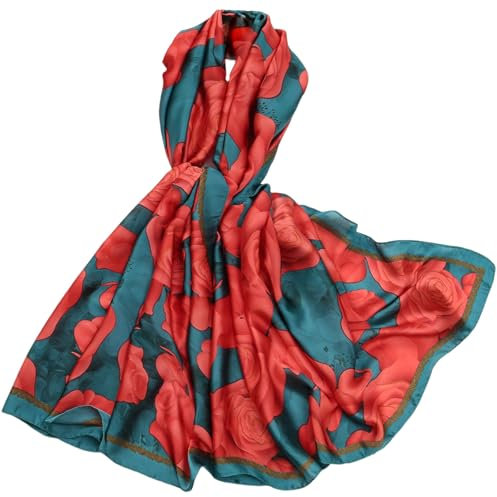 FAIRYGATE Schal Damen Seidenschal Schals und Tücher Farben XXL Blumen Seidentuch Stola für Abendkleid Hochzeit Seide Tuch Halstuch 180 * 90cm 82028