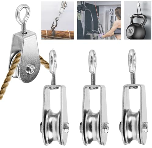3Pcs Stainless Steel Pulley Wheel Heavy Duty Single Pulley M25 Pulley Block