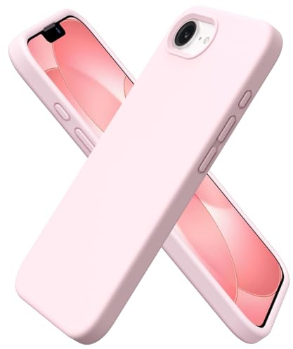 ORNARTO Funda para iPhone 17e, Funda iPhone 16e, Silicona Líquida Carcasa Protectora Cuerpo Completo,Antiarañazos Antigolpes Suave Case con Forro de Microfibra,Rosa