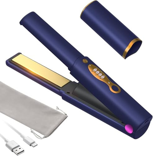 OBEST Piastra Capelli,Piastra e Arricciacapelli Portatile Senza Fili 2 in 1, Piastra da Viaggio per Capelli Ricaricabile USB,5000mAh,Riscaldamento Rapido Della Ceramica,3 Temperatura Regolabile