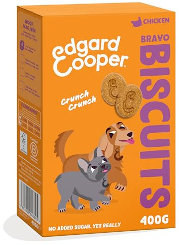 Edgard Cooper Premios para Perros, (Pollo, 1 x 400g), Galletas para Premiar, Sin Cereales, Rico en proteína y Carne Fresca, Llena de aminoácidos Esenciales para un estómago Sano