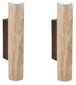 Juego de 2 Apliques de Pared, lámpara cilíndrica de Piedra Estilo WABI Sabi, Farol de Pasillo con Luces Arriba y Abajo, Ideal para Sala de Estar, baño, Espejo y Dormitorio.