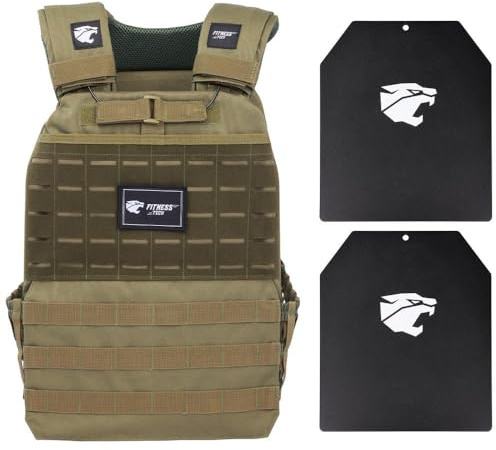 Chaleco Lastrado de 8?kg con Placas Incluidas – Entrenamiento de Fuerza y Cardio – Transpirable y Ajustable – Chaleco de Peso Fitness Tech (Color: Negro/Tierra/Verde) (Verde)