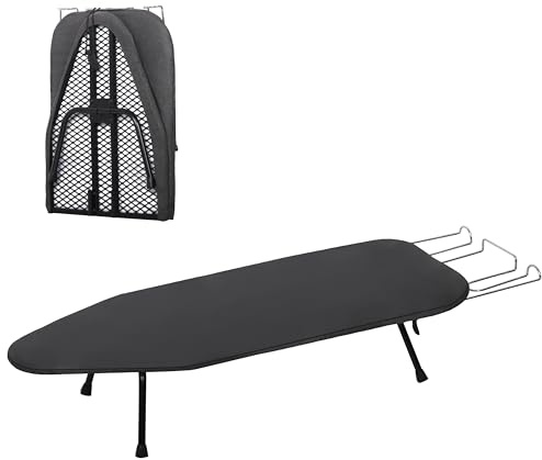 UNICCA Small Ironing Board, Foldable Table Top Ironing Board Compact, Portable Tabletop Iron Boards Metal Mesh Panel, 8mm Thicken Pad with lron Rest and Heat Resistant Cover