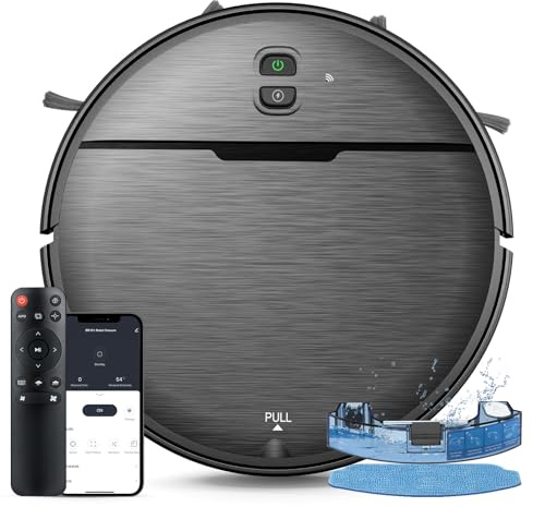 Robot Vacuum and Mop Combo, 2 in 1 Robotic Vacuums Cleaner with WiFi/App, Robot Vacuum with Water Tank, Strong Suction, Schedule, Self-Charging, Quiet, for Hard Floor, Pet Hair, Low Pile Carpet