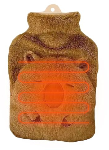 Botella Agua Caliente Câpibara 1000ml – Aislante, Antigoteo | Funďa Suave de Peluche | Para Hombros, Espalda, Manos, Pies | Interior, Exterior, Camping, Viajes, Escuela