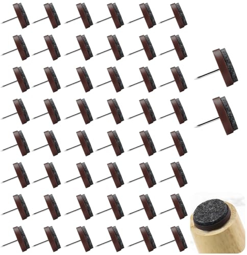 Tacos de Fieltro para sillas, 50 Unidades, 22mm de Diámetro, con Clavos para Protección de Suelos Laminados y Parqué, para Hogar y Oficina, Almohadillas Antideslizantes y Resistentes