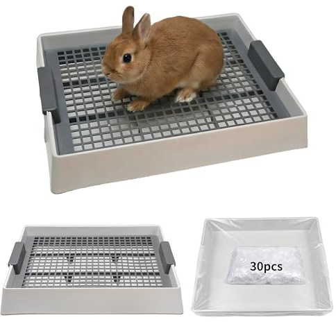 Zuisfau Rabbit Litter Tray with Grid, Large Bunny Litter Box