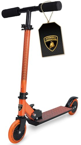 Lamborghini Kick Scooter for Kids Ages 5+, Foldable, Height Adjustable, Anti-Slip Footplate, Rear Foot Brake, Foam Grips, 120mm Wheels, 50KG Max